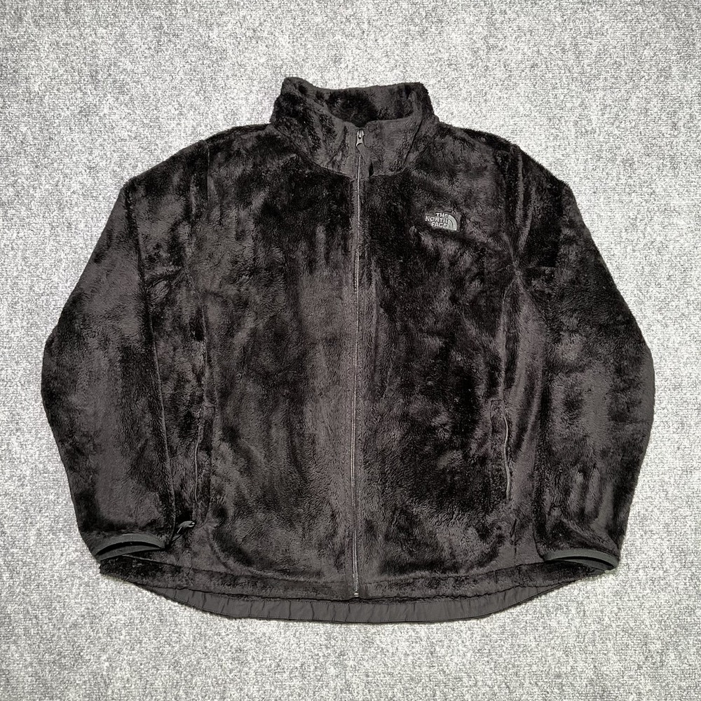 The North Face Womens Fleece Jacket 2X Black Zip Up Sherpa Cozy Casual